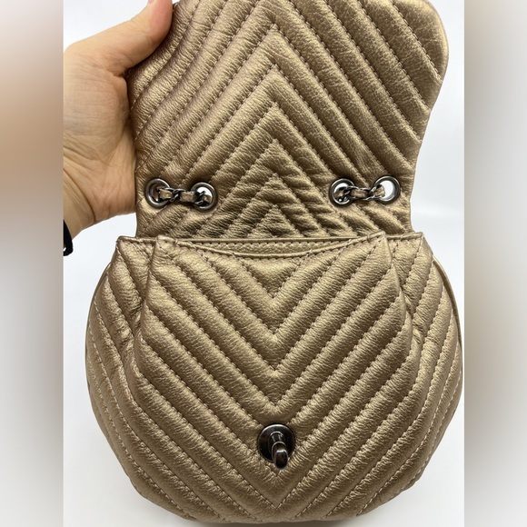 Chanel 2015 Runway Metallic Bronze Chevron Shoulder Bag - Picture 7 of 9